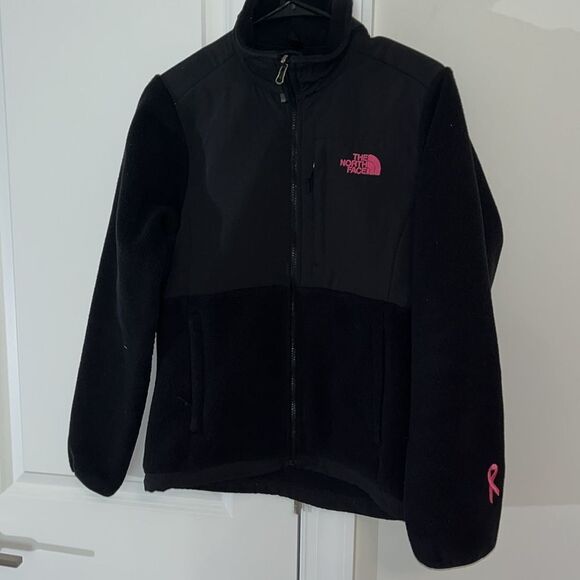 Fight Cancer Women’s Black/Pink Ribbon North Face Denali fleece coat jacket S - Picture 1 of 6